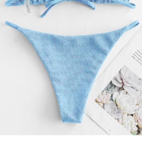 NWOT Zaful | Light Blue Barely There Low Waisted Bikini Swim Bottom L (8) - Picture 3 of 8